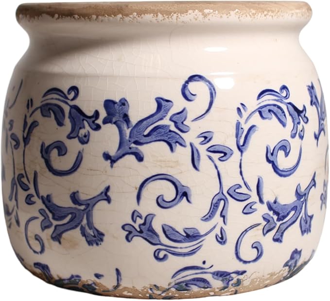 Ceramic Planters for Indoor Plants, Plant Pots with Drainage Hole, 6.29in. Flower Pots for Indoor Plants, Planters & Succulent Pots, Crackle Glaze Finish Plant Pots Indoor, Light Blue