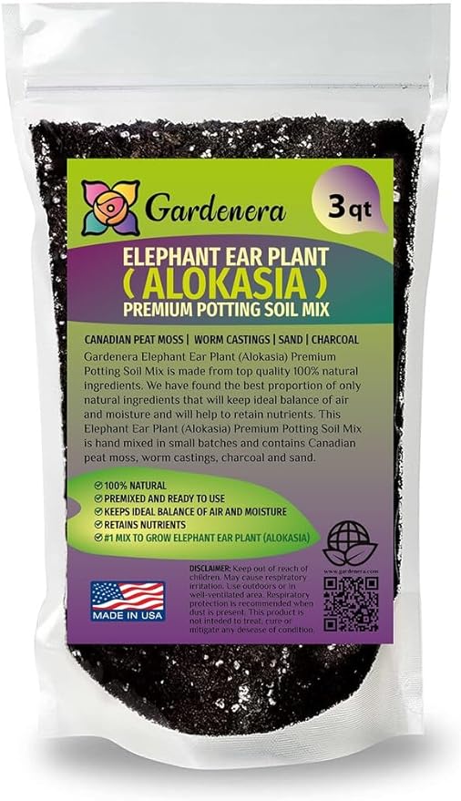 Elephant Ear Plant Potting Soil - Professional Grade Mix for Lush and Healthy Alokasia Plants - 3 Quart