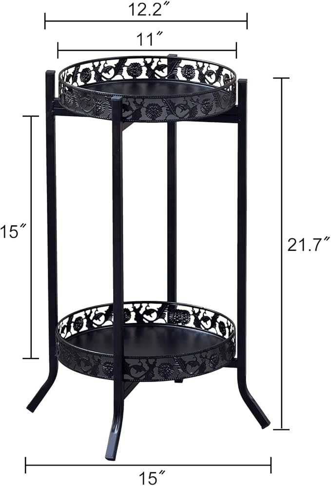 COPREE 2-tier Plant Stand, Space-Saving Iron Planter Shelves Flower Pot Organizer Rack Multiple Flower Pot Display Holder Shelf Indoor Outdoor Heavy Duty Planter Shelving Unit