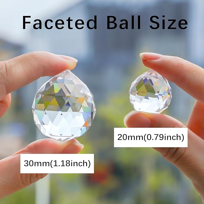 Crystalsuncatcher 10pcs Crystal Glass Ball Chandelier Prisms Pendants Parts Rainbow Crystal Suncatcher DIY Parts (20mm,Clear)