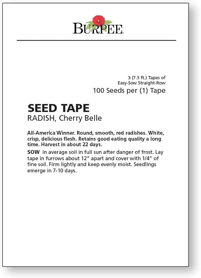 Burpee Cherry Belle Radish Seed Tape 100 per tape