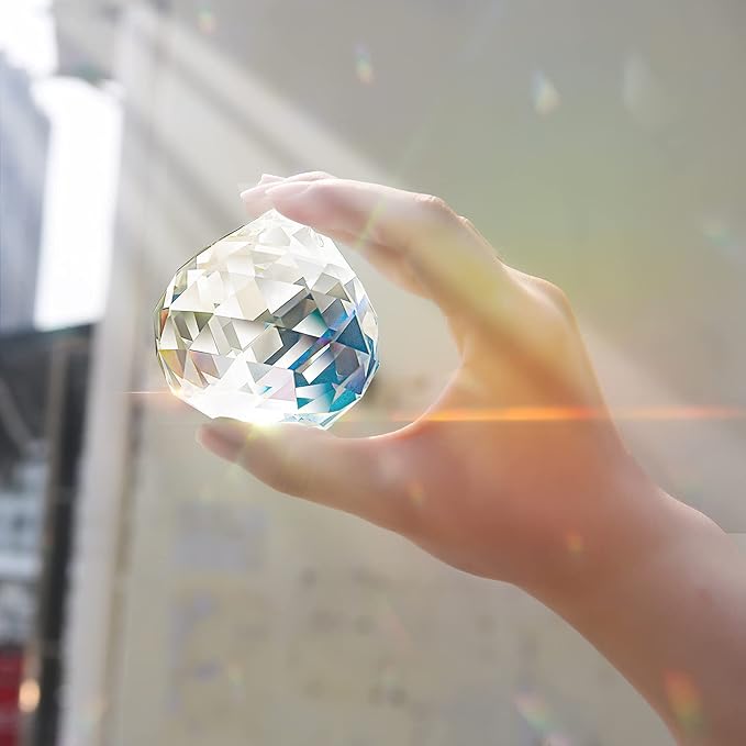 MerryNine 60mm Clear Crystal Ball Prism Sun Shine Catcher Rainbow Pendants Maker, Hanging Crystals Prisms for Windows, for Feng Shui, for Gift(60mm/2.36" 1pack)