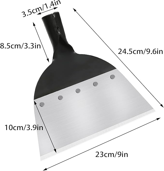 Garden Shovel Snow Shovel Multi-Functional Steel Flat Shovel Garden Spade Cleaning Scraper Garden Tool Ice Scraper Ice Chopper 9in/23cm