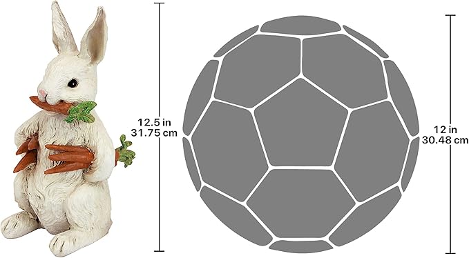 Design Toscano EU1054 Carotene The Rabbit with Carrots Easter Décor, Indoor/Outdoor Garden Statue, 6 Inches Wide, 12 Inches Tall, Handcast Polyresin, Full Color Finish