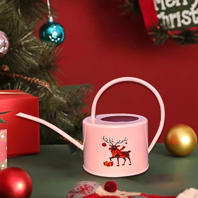 Metal Watering Can for Outdoor and Indoor Plants, Watering Can Decor, 1 Gallon (Pink)