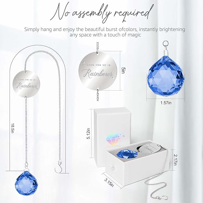Memorial Gifts for Loss of Loved One, Unique Sympathy Gift Idea Navy Blue Crystal Ball Window Suncatcher, Rainbow Bereavement Grief Gift Box for Loss of Mom Dad Husband Son Daughter