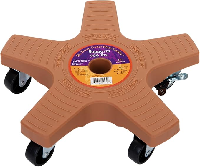 Bosmere Down Under Plant Caddie, Heavy Duty Plant Stand with Wheels, 500 lb Capacity, 14-Inch, Adobe