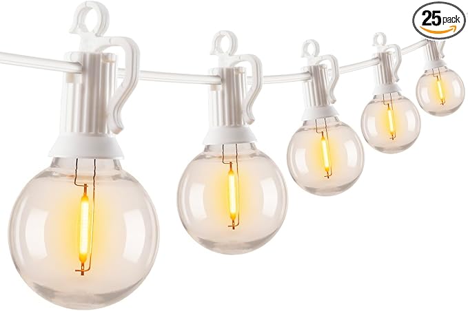 Outdoor String Lights - 50 Ft Waterproof Connectable Commercial LED Patio Lights with 25 G40 Globe Bulbs, All Weatherproof Hanging Globe Lights for Outside Backyard Porch Party Decoration