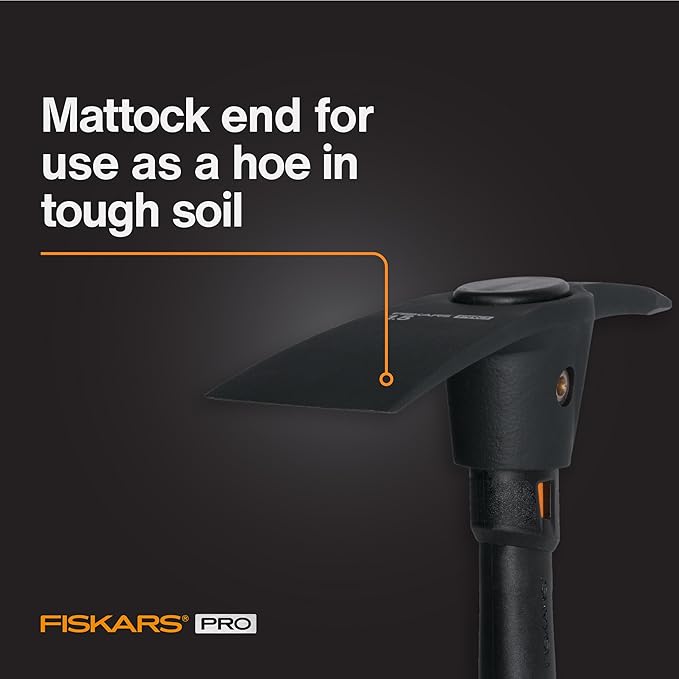 Fiskars IsoCore Pickaxe Mattock with Shock Absorbing Handle, 1.5 lb