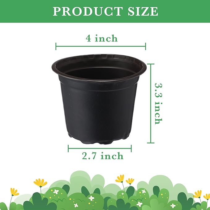 Hushee 1500 Pcs 4 Inch Plastic Plants Nursery Pots Bulk Seed Starting Plant Pots with Drainage Holes Indoor Outdoor for Flower Transplanting Garden Supplies (Black)