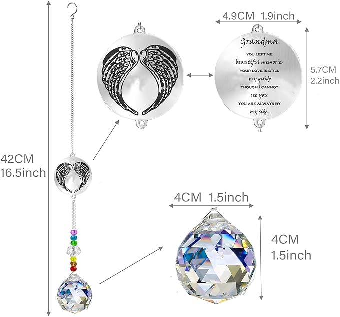 Memorial Gifts Crystal Suncatcher,Unique Sympathy Gifts for Loss of Loved One,Rainbow Maker Bereavement Gifts Box for Loss of Father Mom Dad Son Daughter Husband Brother Grandmother (Grandma)