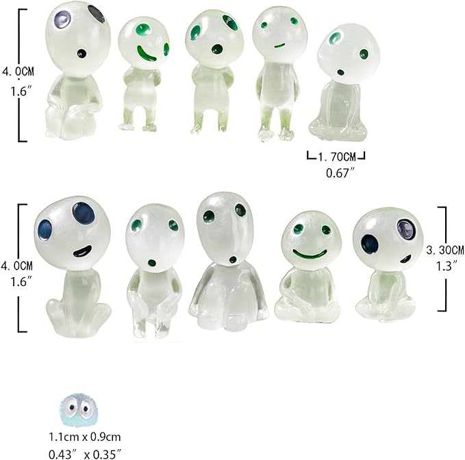 BEZALEL Glow in Dark Tree Elves, 28 Pcs Mini Fairy Garden Accessories, Luminous Ghost Micro Landscape Decorations, Miniature Glow Tree Spirits Outdoor for Bonsai Succulent Terrarium Decor