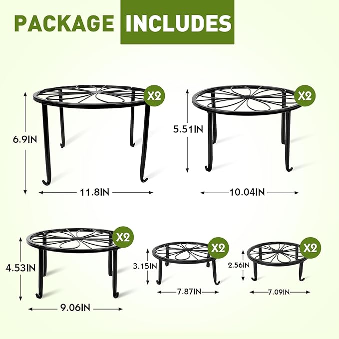 ESRICH 10Pack Plant Stand, Metal Plant Stands for Outdoor Indoor Plants, Heavy Duty Plant Stands for Multiple Plant, Anti-Rust Iron Plant Pot Shelffor Planter, Potted Plant Holder for Garden Home