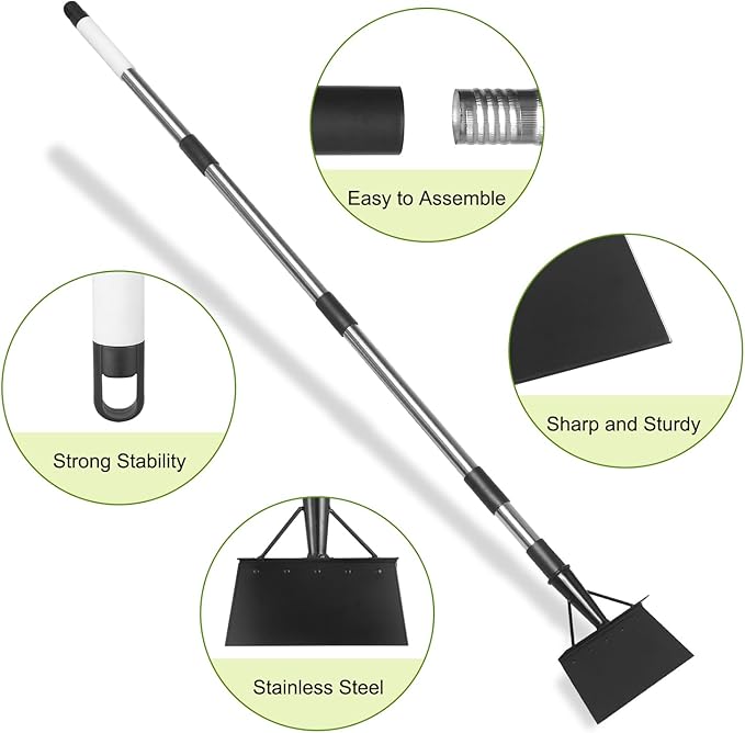 Garden Cleaning Shovel， Snow Shovel,59 Inch Handle Duty Garden Shovel， Multifunctional Cleaning Shovel，Suitable for Gardening, Planting, Weeding, Deicing and Other Gardening Tasks