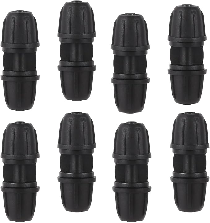 1/4 inch Drip Irrigation Fittings, Lock Barbed Coupling for ¼ in. tubing; Tubing Outside Diameter (OD) is 0.250 in., Internal Diameter (ID) is 0.170. in.(25Pcs/Pack) (Black-Coupling)