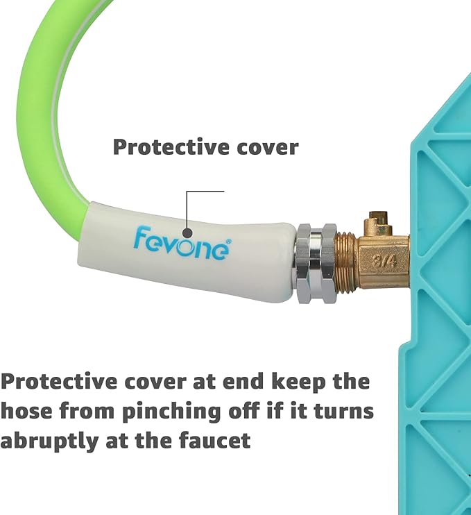Fevone Garden Hose 50 ft, Heavy Duty Water Hose, Hybrid Polymer, Kink Resistance, Lightweight, Flexibility, Durability, Leak Free, Aluminum Fittings, 3/4" GHT, 5/8" ID, 600 Psi, Drinking Water Safe