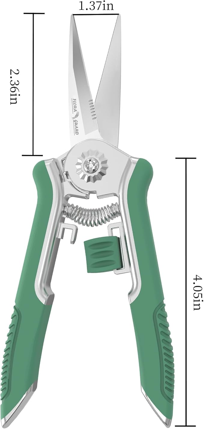 FLORA GUARD 6.5 Inch Micro-Tip Pruning snip Gardening Hand Pruning Shears Trimming Scissors with Stainless Steel(Green)