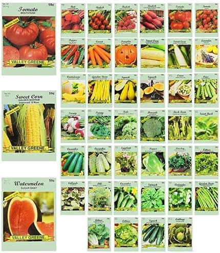 Black Duck Brand Set of 43 Vegetable and Herb Seeds - Semi Assorted - 100 Percent Non-GMO & Heirloom - Great for Starting a Garden! High Germination Rate! (43)