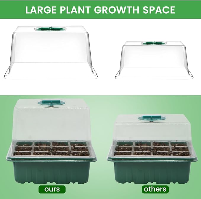 Seed Starter Tray, 5PCS Seed Starter Kit with Humidity Dome, Seedling Starter Tray 60 Cells Total, Mini Greenhouse for Indoor Plants, Indoor Germination Kit (Seed Starter Tray)