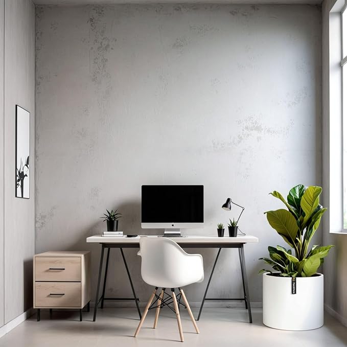 Fox & Fern 18.7 Inch Extra Large Planter — Premium Lightweight Fiberstone Matte White Plant Pot with Drainage Plug; Extra Large Planter for Indoor & Outdoor Use; Weather Resistant & UV Resistant