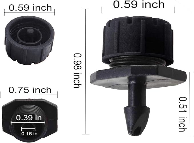 Axe Sickle 100 Pcs Adjustable Irrigation Drippers Sprinklers 1/4 Inch Emitter Dripper Micro Drip Irrigation Sprinklers for Watering System, Black.