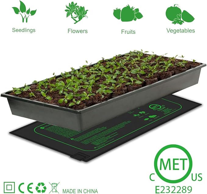 2 Pack 21W Seedling Heat Mat for Seed Starting,10" x 20.75" Waterproof Heating Pad for Indoor Plants Germination