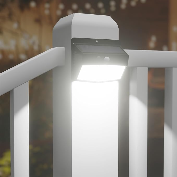 [ 16 Packs] Solar Motion Sensor Lights Outdoor, Solar Fence Lights with 3 Lighting Modes, Solar Powered Security Lights Waterproof for Outside Yard Wall Garden Backyard Deck Step Garage