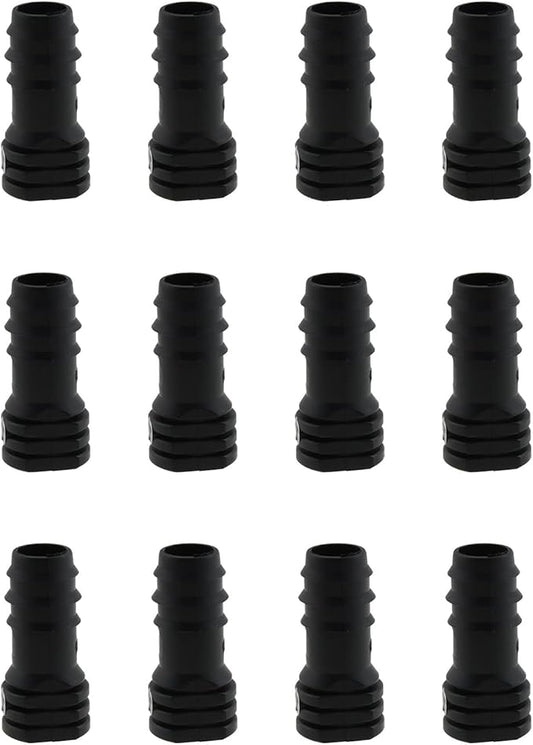 E-outstanding 12Pcs Irrigation Fittings End Plugs POM Plastic End Plugs for 1/2inch Drip Tubing Compatible Drip Sprinkler Systems, Black 16mm