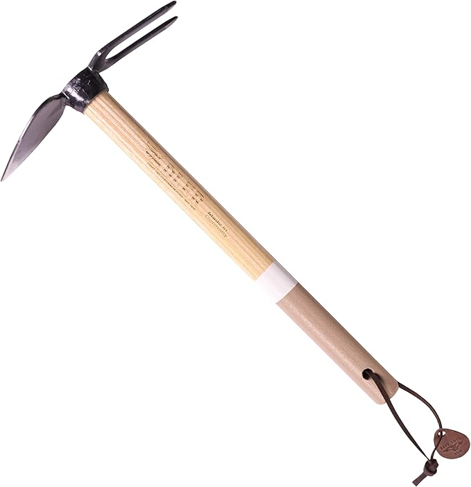 Adler - The Daisy Garden Hoe, Heavy Duty Yard Tool Lawn Care, Loosening Soil, Weeding, and Digging, Steel Head 3.9 inches, Wood Handle 17.7 inches (Mocha)