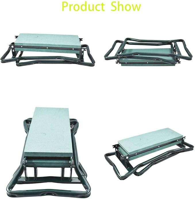 WFLNHB Garden Kneeler and Seat Stool Garden Bench Foldable Kneeler Stool Portable Garden Folding Stool with Tool Pouch and Soft Kneeling Pad