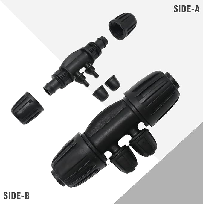 Barbed Tee 4 Way 16 Double Latch Reducing Cross for (1/2 inch ID x 0.60 inch-0.63 inch OD) 16 mm Drip Tubing 1/2 inch to 1/4 inch Pipeline Irrigation Fittings (10PCS-4Way)