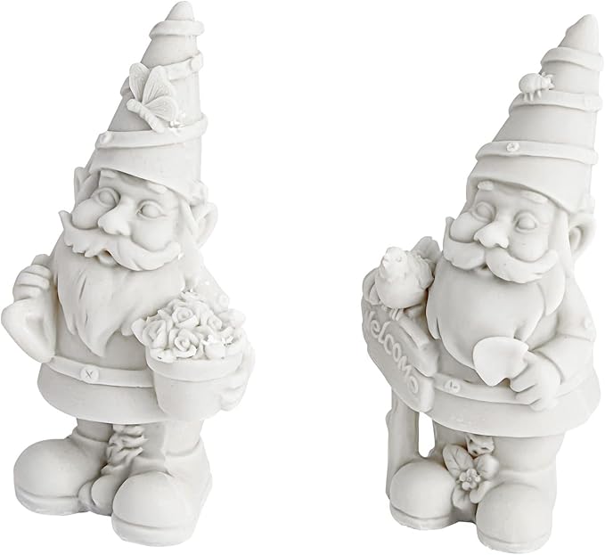 Bright Creations 2 Pack Ceramics to Paint - Paint Your Own Garden Gnome Statues, Blank Paintable Ceramics for Adults (5 in)