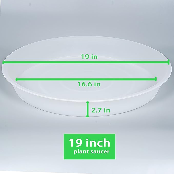 2 Pack of 19 inch Plant Saucer, 2.7" Depth Tray, Large Deep Garden Plastic Flower Planter Plant Trays for Indoors Outdoor Bath Bath (19", Clear)