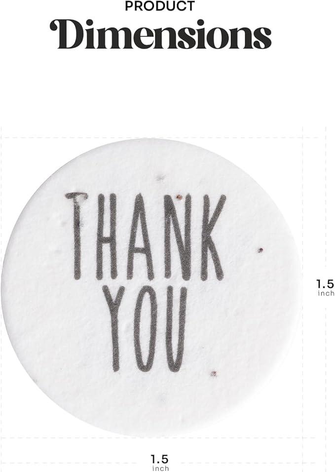 20pcs Thank You Tags Seed Paper – Plantable Wildflower Packets for Weddings, Gifts, & Life Events (20 Round Assorted)