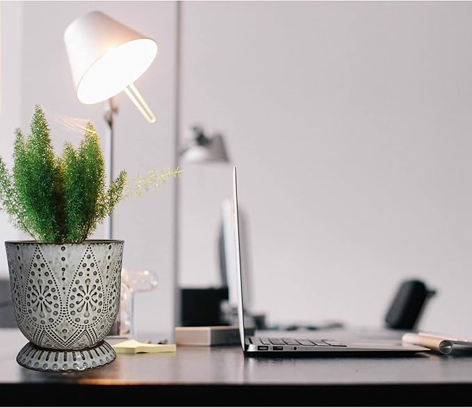 Gepege 6 Inch Beaded Ceramic Planter Set of 2 with Drainage Hole and Saucer for Plants, Indoor-Outdoor Large Round Succulent Orchid Flower Pot (Smoked Gray, Inner-pots not Larger Than 5 Inch)