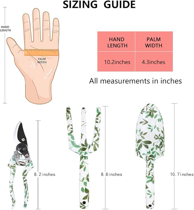 Leather Gardening Gloves with 2Pcs Garden Tools and 1Pc Pruning Shear for Men and Women, Medium Size