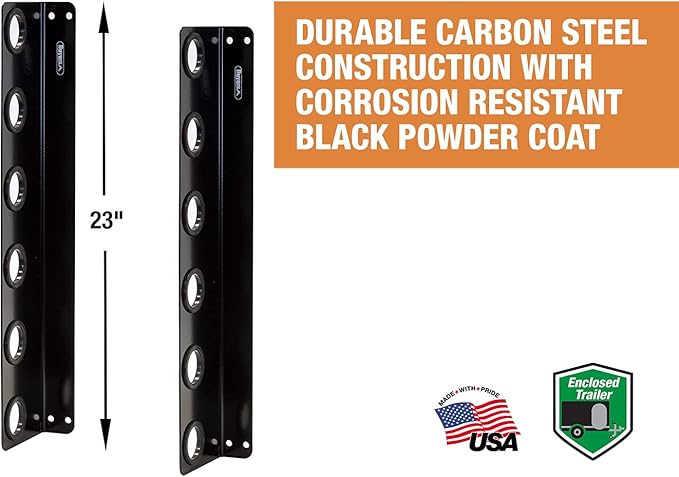 Buyers Products LT37 Hand Rack for Enclosed Landscaping Truck Trailers & Garage or Shed Walls Holds 6 Tools, Heavy Duty Steel, Made In the USA, Lawn Care Equipment, Landscape Tools