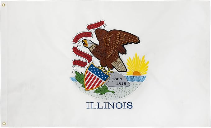TOPFLAGS Illinois Flag 4x6 Ft IL State Flags Embroidered Heavy Duty for Outdoor with 2 Brass Grommets 4 Stitching Rows Vivid Color Sewn Stripes