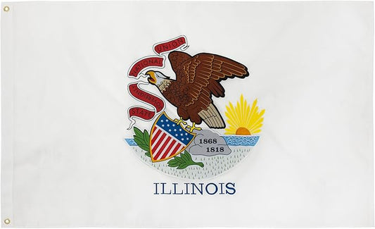 TOPFLAGS Illinois Flag 4x6 Ft IL State Flags Embroidered Heavy Duty for Outdoor with 2 Brass Grommets 4 Stitching Rows Vivid Color Sewn Stripes