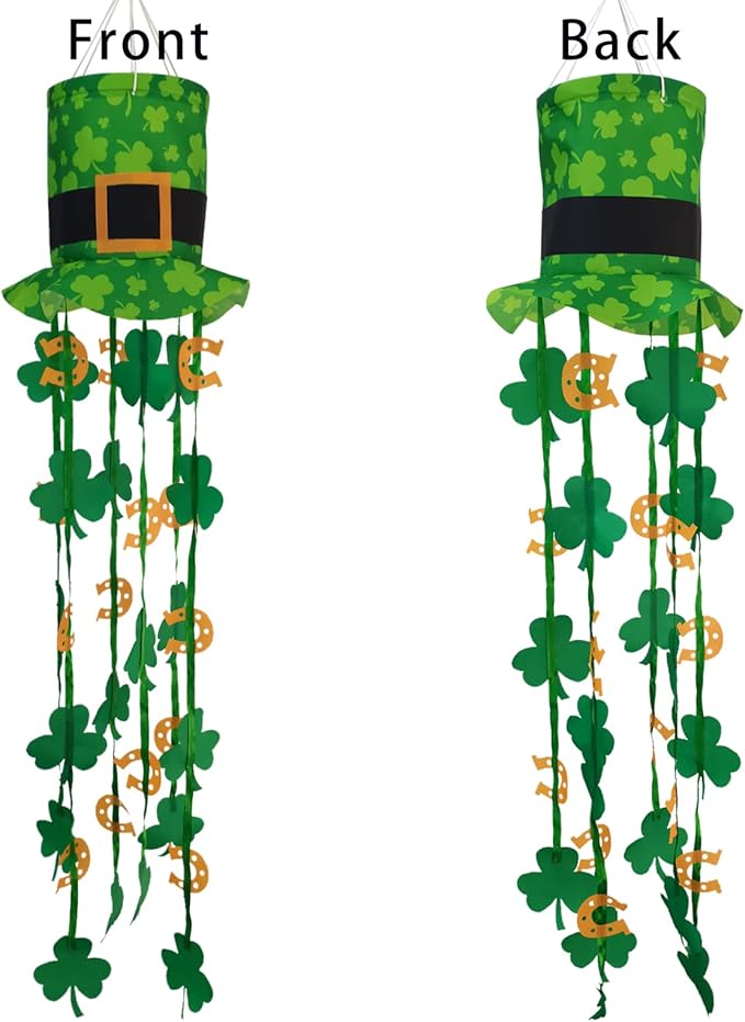 St. Patrick Windsock 40 Inch Holiday Wind Socks for Yard Seasonal Windsocks St Patricks Day Decorations Outdoor Clearance