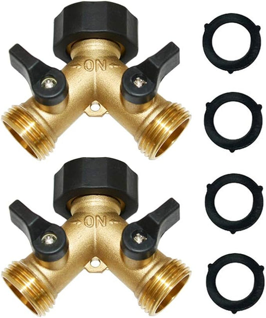 HQMPC 2 Pcs Hose Splitter 2 Way Valve Garden Hose Y Splitter Hose Splitter Garden Hose Splitter 2 Way Faucet Splitter 3/4"Female &2 Male 3/4" GHT