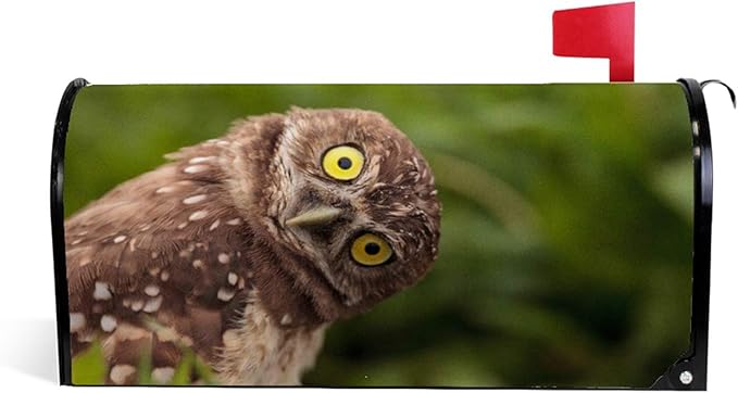 Mailbox Covers Magnetic,Funny Owl Letter Post Box Wraps Cover for Outdoor Garden Yard Decorations Standard Size 18" X 21"