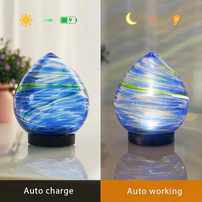 Solar Pathway Lights, Decorative Glass Garden Lights Waterproof Globe Light, Colorful Outside Solar Lanterns for Yard, Lawn, Patio, Tabletop