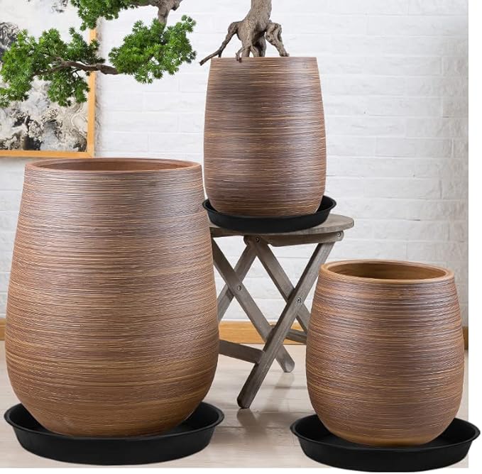 3 Pack of Plant Saucer 20 22 inch, 3.6" Depth, Large Heavy Duty Plastic Saucers 21" Round, Plant Drip Trays for for Indoors Outdoor, Plant Water Tray for Planters 19-23" (22", Black)