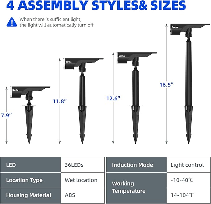 Barrina WRGB Solar Lights Outdoor, Color Changing Solar Landscape Lighting with 360° Horizontal Adjustable, RGB Solar Spotlights Outdoor for Outside, 6 Packs