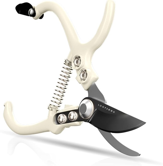 Bypass Pruning Shears Hand Pruner Garden Trimming Scissors Plant Trimmers Herb Snips Flower Clippers Ergonomic Handle Modern Garden Tools (Classic Cream)