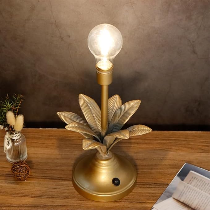 JHY DESIGN Battery Operated Lamp 13''H Vintage Decorative Cordless Lamp with LED Bulb Small Table Lamp for Bedroom Living Room Bedroom Kitchen Wedding Patio Home Decor(Antique Gold)