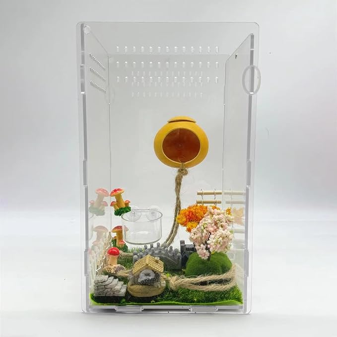 23 Pcs Fairy Garden Miniatures Jumping Spider Enclosure Accessories, Mini Bridge Fence Pond Street Lamps Mushroom Lawn Figurines Garden Decorations for Jumping Spider Habitat