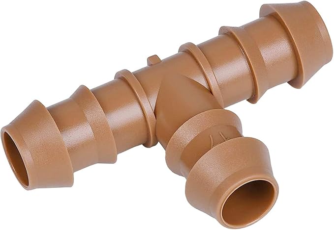 Drip Irrigation Fittings Kit for 1/2" Tubing, 18 Pieces Set Barbed Connectors - 6 Tees, 6 Couplings, 6 Elbows - Drip Line Parts (17mm .600" ID) Half Inch for Garden Sprinkler Systems