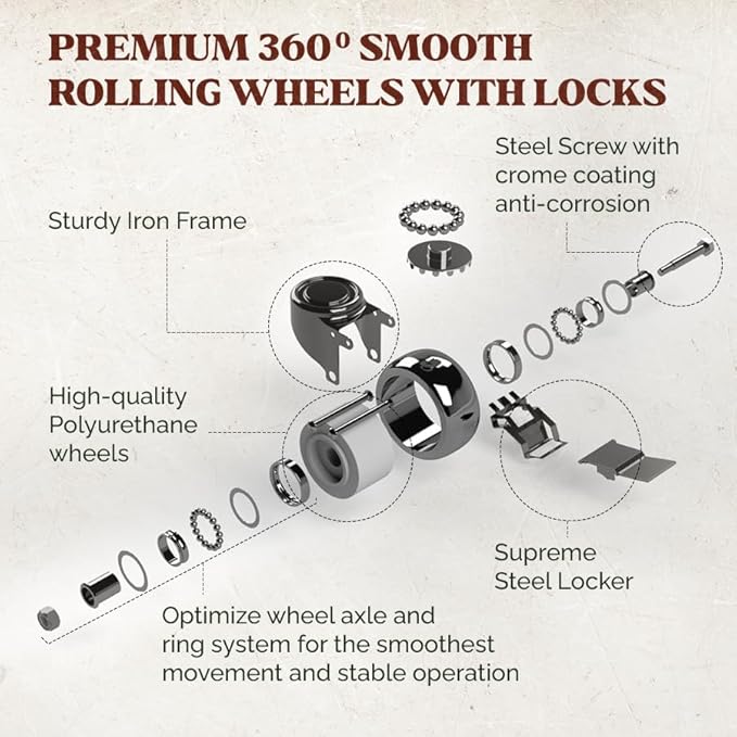 IDZO Capacity 350 lbs Plant Caddy with Wheels Heavy Duty Cast Iron Plant Stand with Lockable Wheels 12 Inch Classis Style Dark Brown